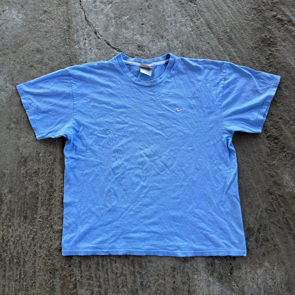 Vintage Nike Shirt Blue Swoosh Check Y2K 00s Men's XL Blank Essential